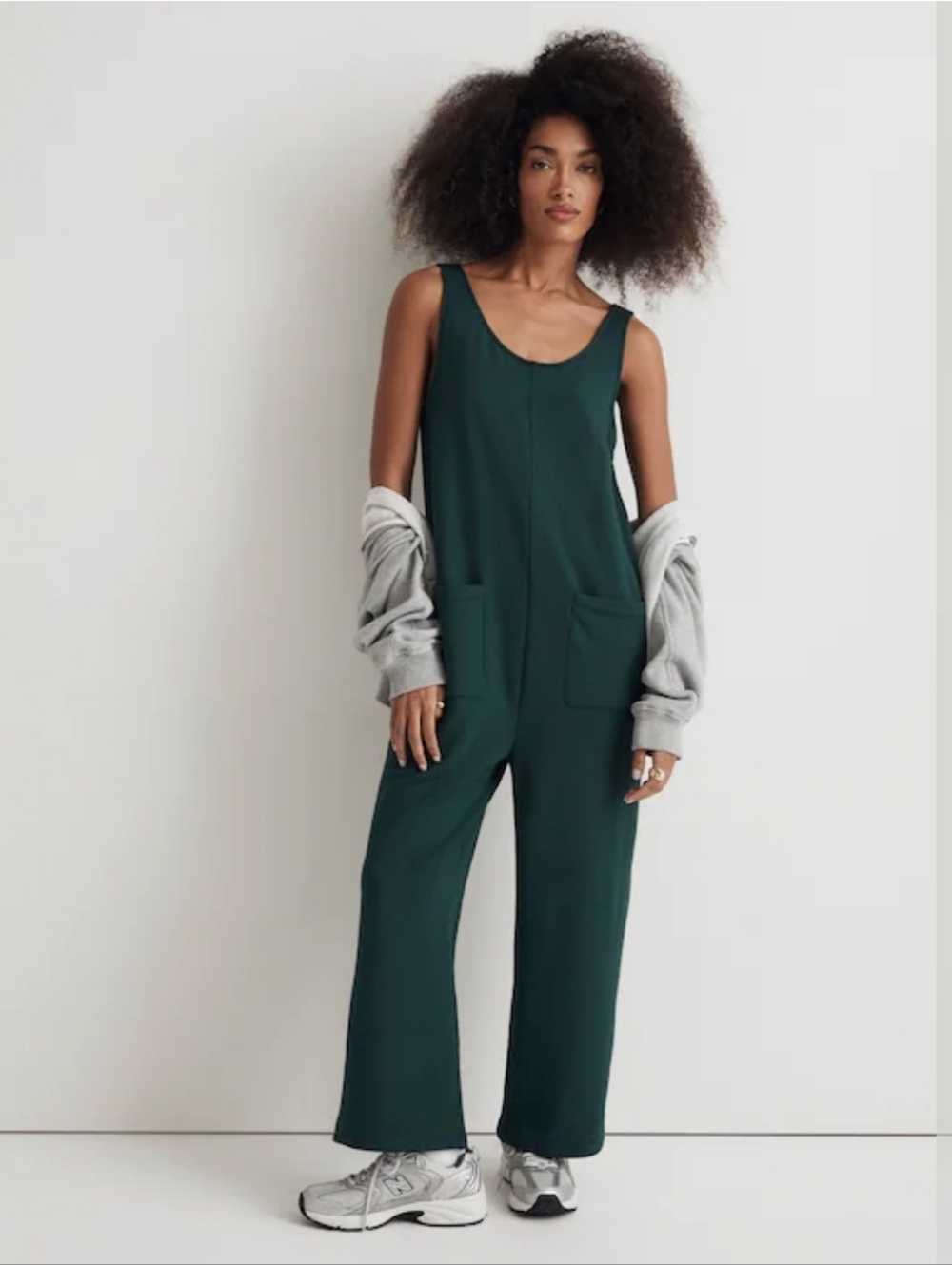 Madewell Women's Wide-Leg Tank Jumpsuit in Dark Green Small